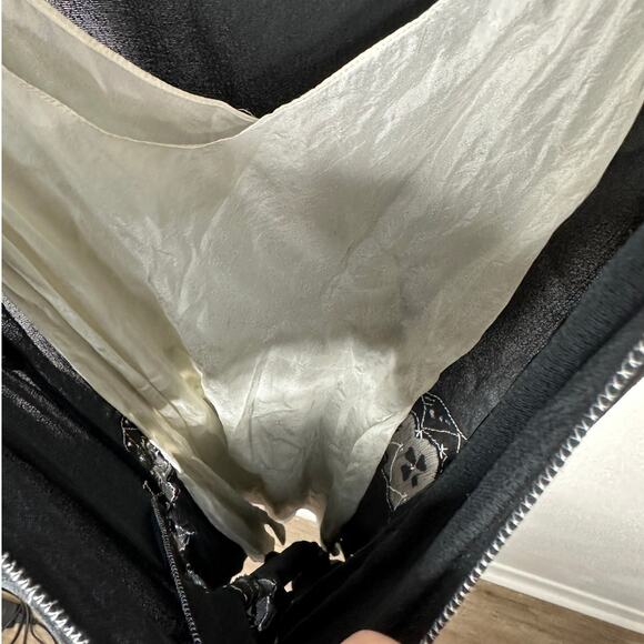 Vintage Max Studio Special Edition Black Ivory Sheer Silk Embroidered Dress S - Picture 11 of 15